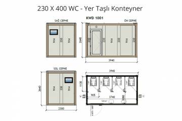 KW4 230X400 WC - Yer Taşlı Konteyner