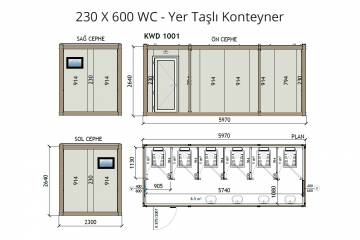KW6 230X600 WC - Yer Taşlı Konteyner
