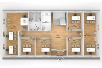 prefabrik satış ofis 3d plan