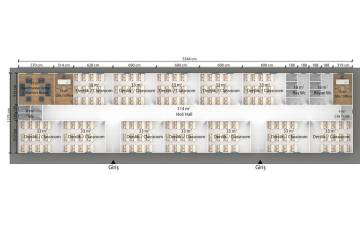 prefabrik öğrenci yatakhanesi 3d plan