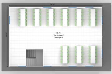 prefabrik yemekhane  3d plan