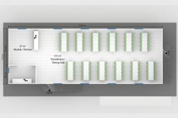 prefabrik okul yemekhane 3d