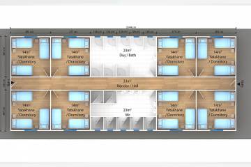 prefabrik işçi yatakhanesi 3d