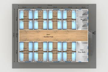 prefabrik yatakhane 3d plan